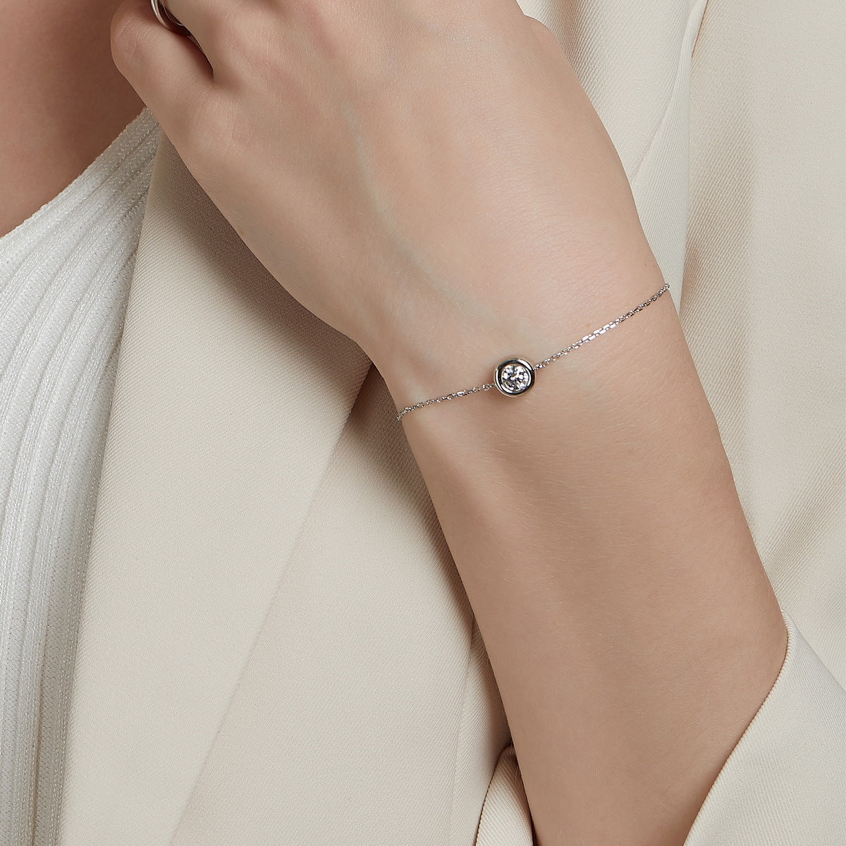 Worn with a cream blazer