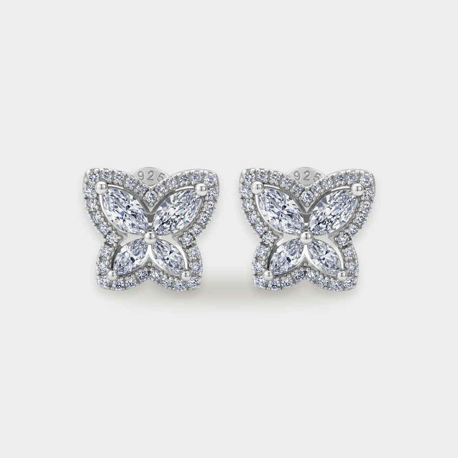 Lab Diamond Butterfly Halo Studs