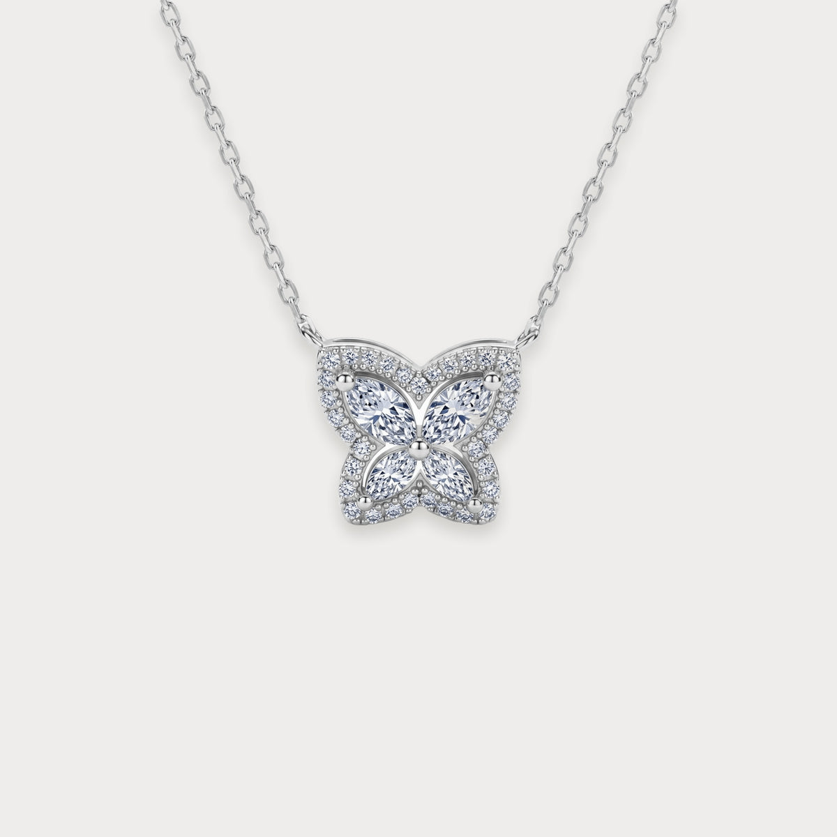 Lab Diamond Butterfly Necklace in sterling silver