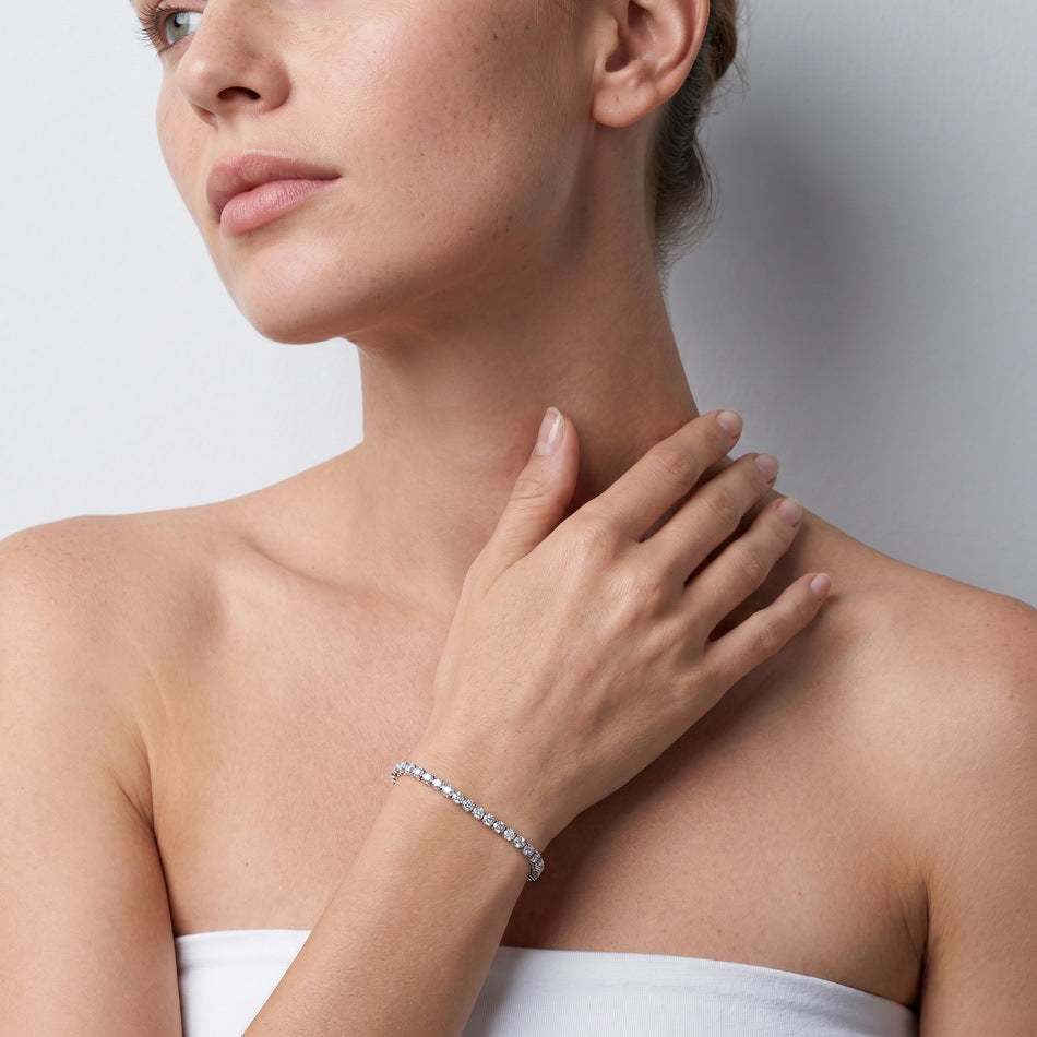 Model wearing the classic tennis bracelet