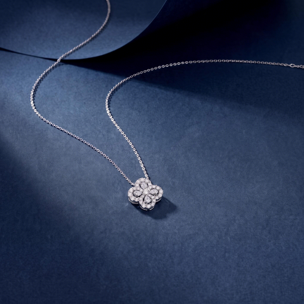Clover necklace on velvet