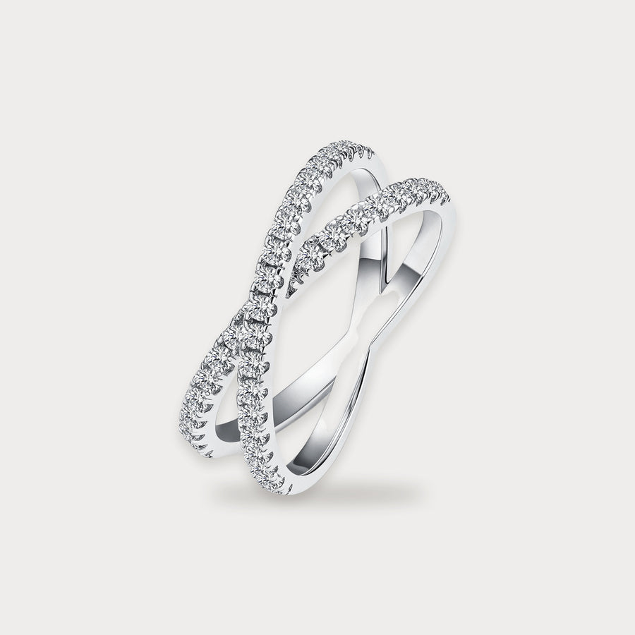 Lab Diamond Crossover Ring