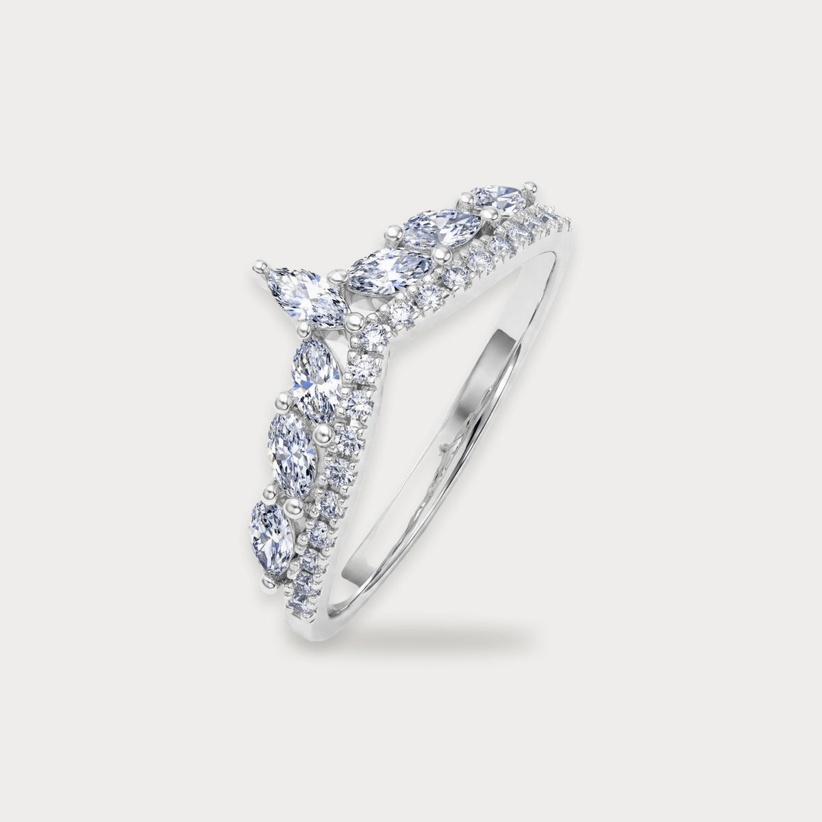 Lab Diamond Crown Ring in sterling silver