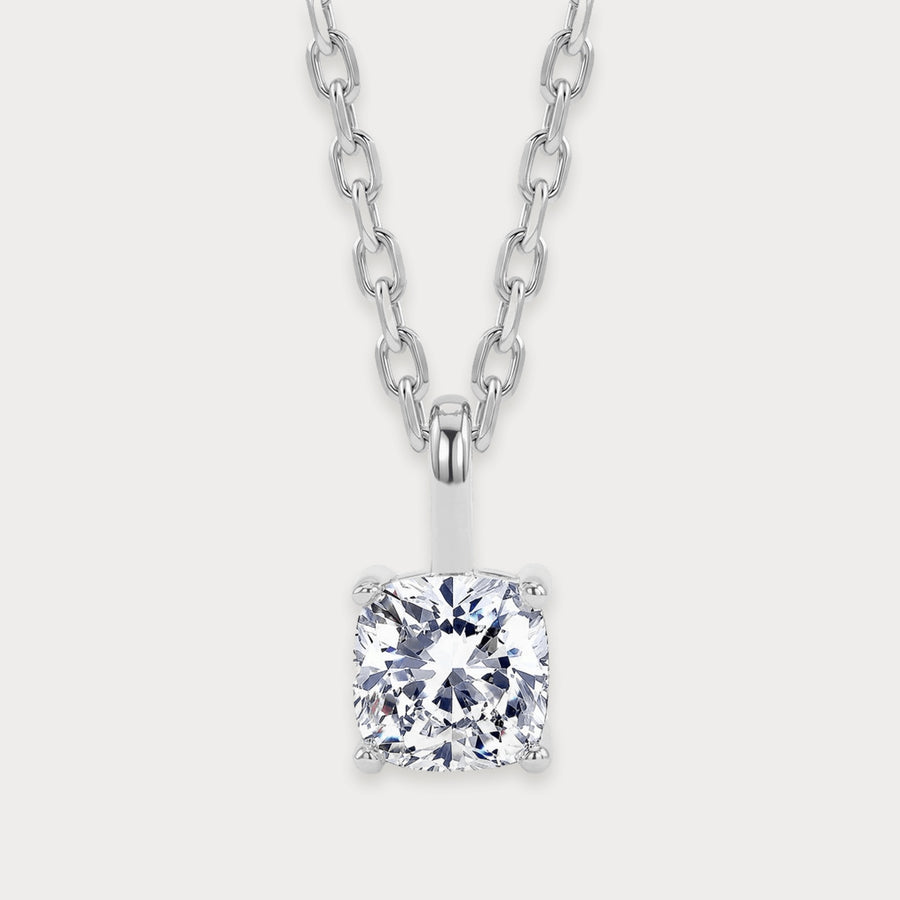 Lab Diamond Cushion Pendant Necklace