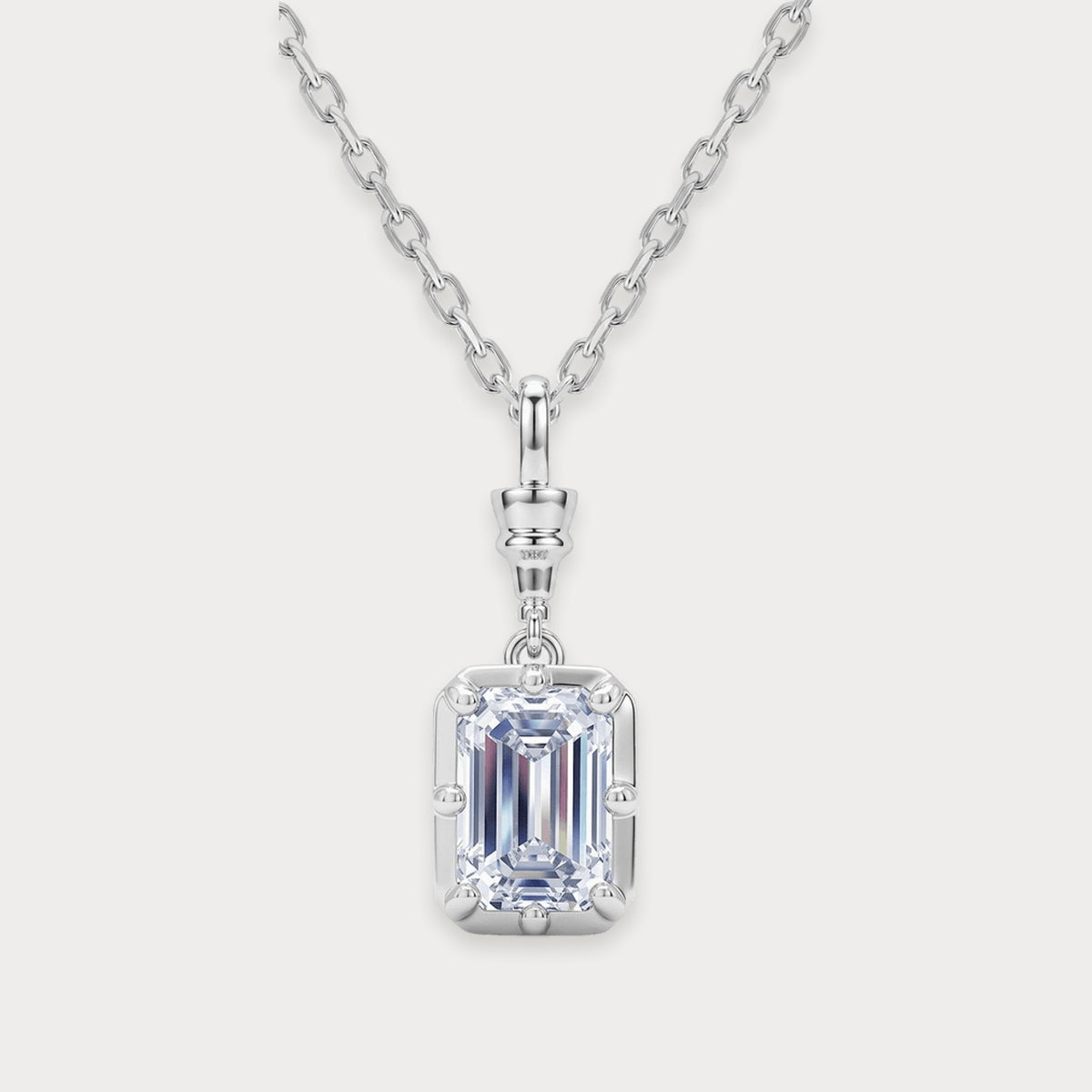 Lab Diamond Emerald Drop Pendant in sterling silver
