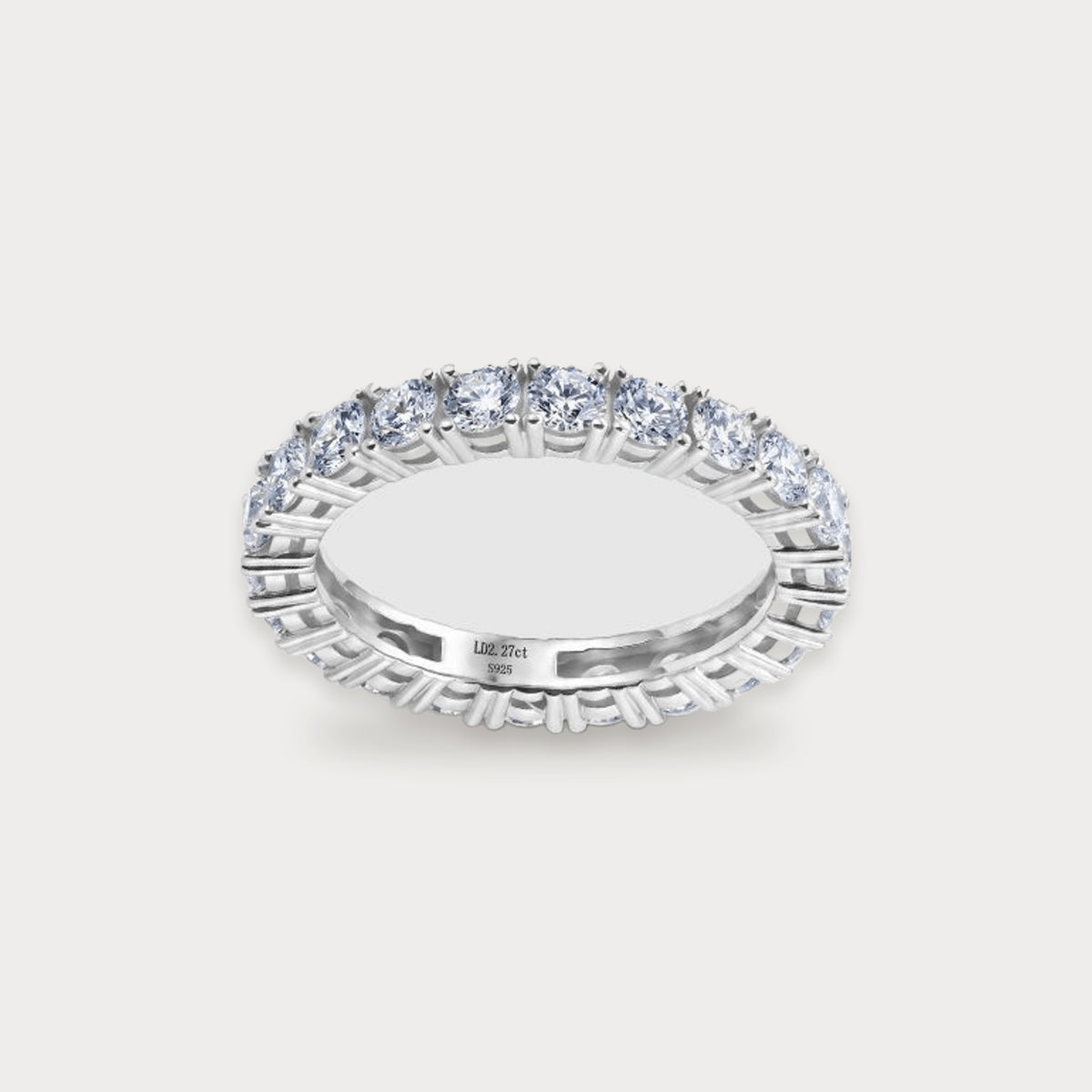 Classic Lab Diamond Eternity Ring in sterling silver