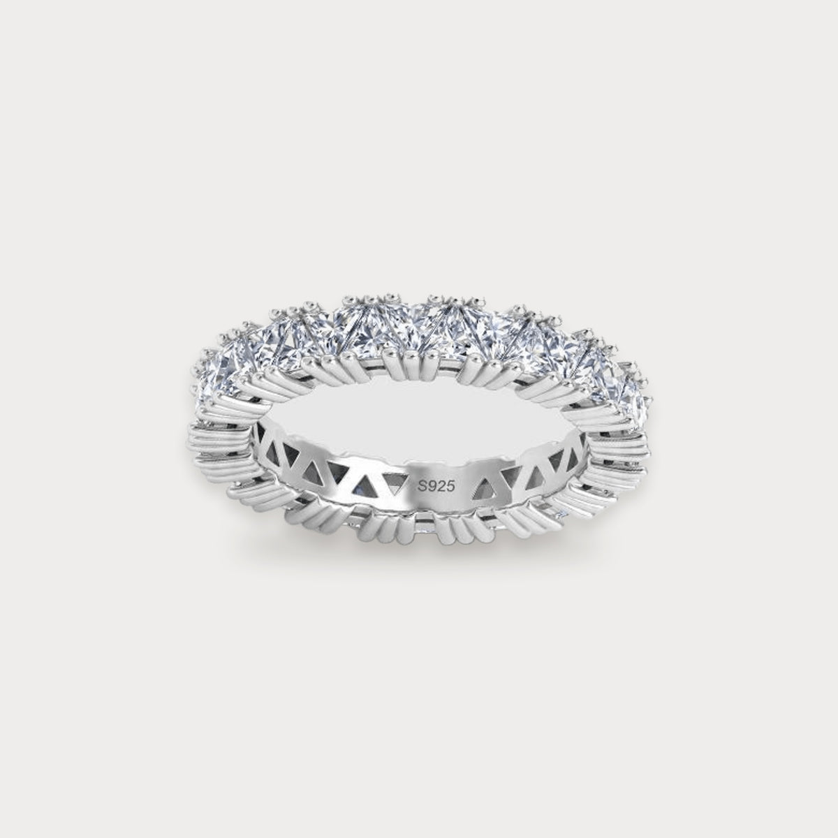 Trillion Lab Diamond Eternity Ring in sterling silver