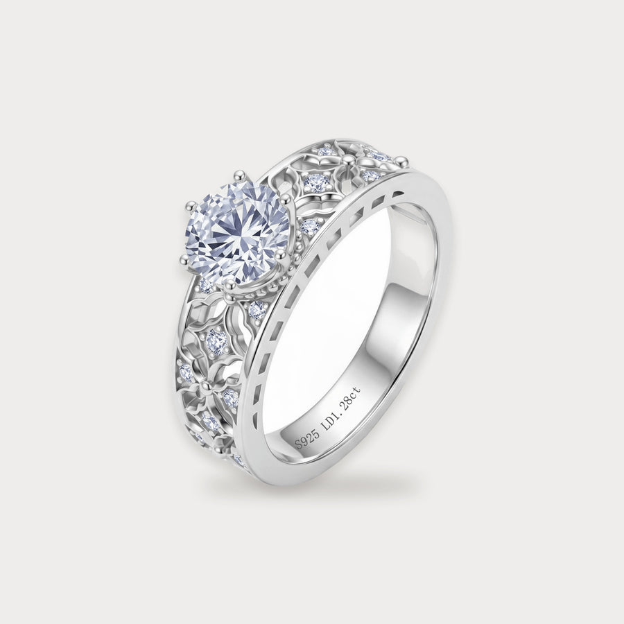 Lab Diamond Filigree Solitaire Ring