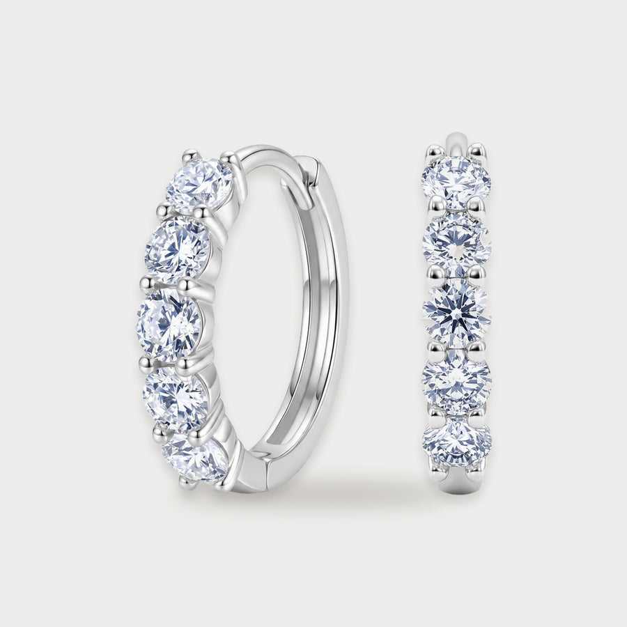 Lab Diamond Five-Stone Hoop Earrings
