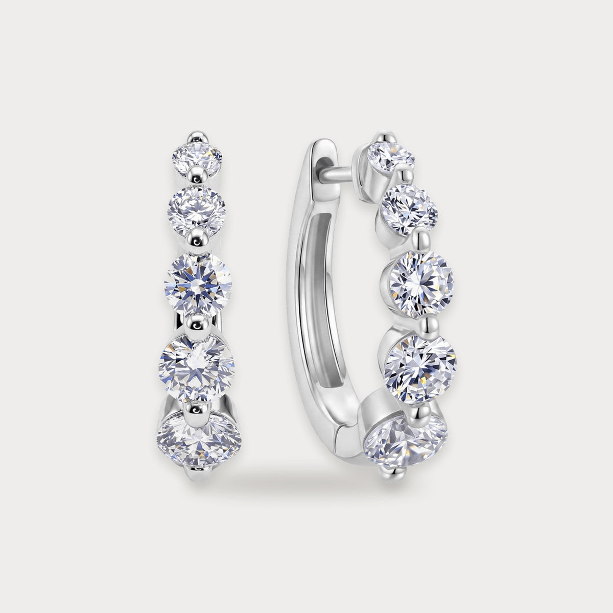 Lab Diamond Graduated Hoop Earrings in sterling silver