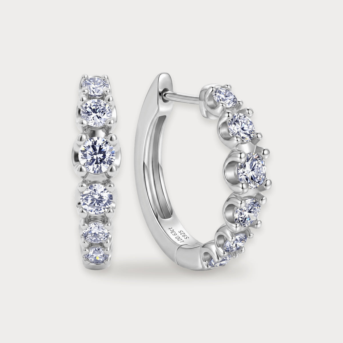 Lab Diamond Graduated U Hoops in sterling silver