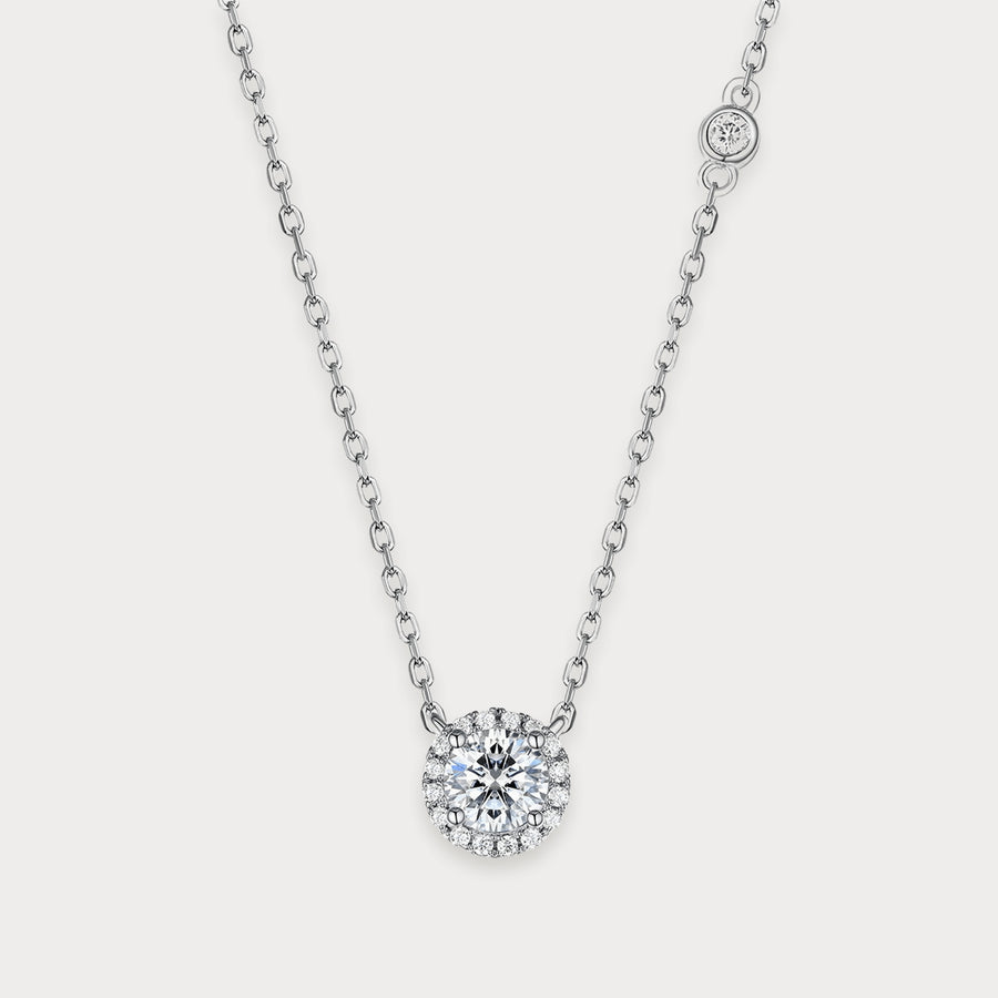 Lab Diamond Halo Station Necklace