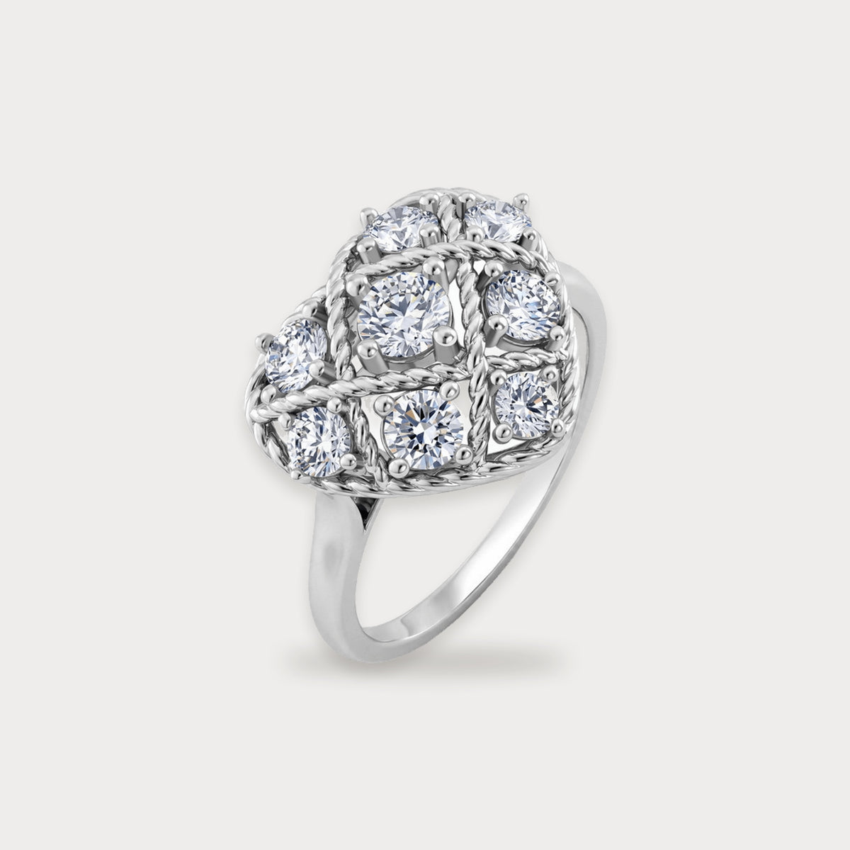 Lab Diamond Heart Lattice Ring in sterling silver