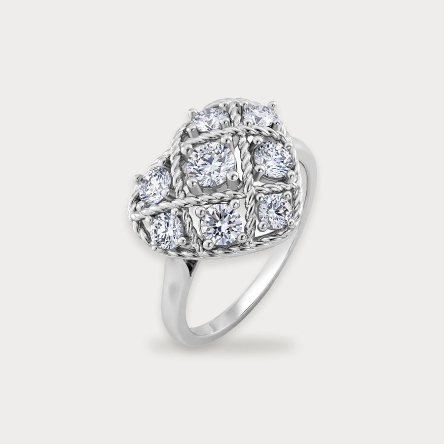 Lab Diamond Heart Lattice Ring