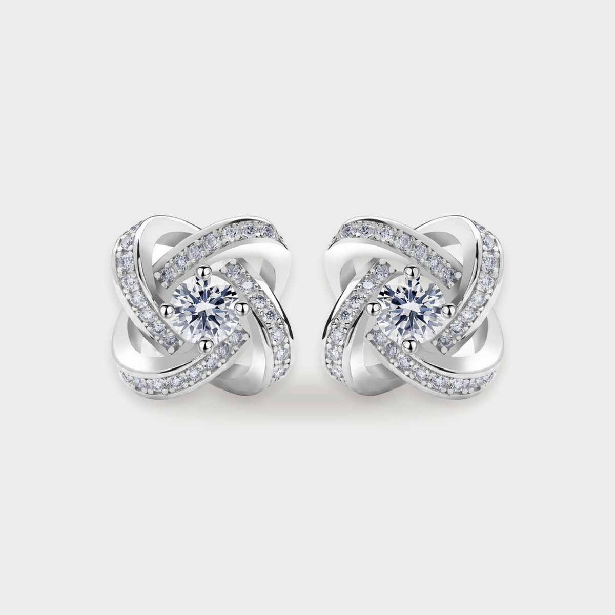 Lab Diamond Love Knot Studs in sterling silver