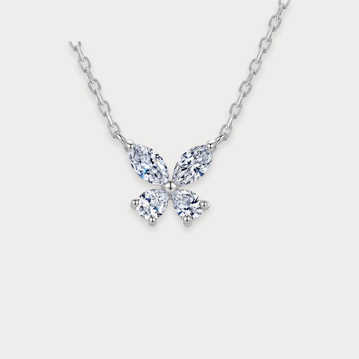 Lab Diamond Marquise Butterfly Necklace in sterling silver