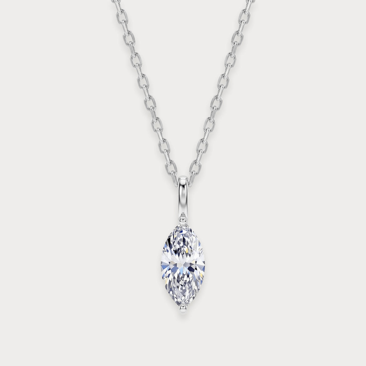 Lab Diamond Marquise Drop Necklace in sterling silver
