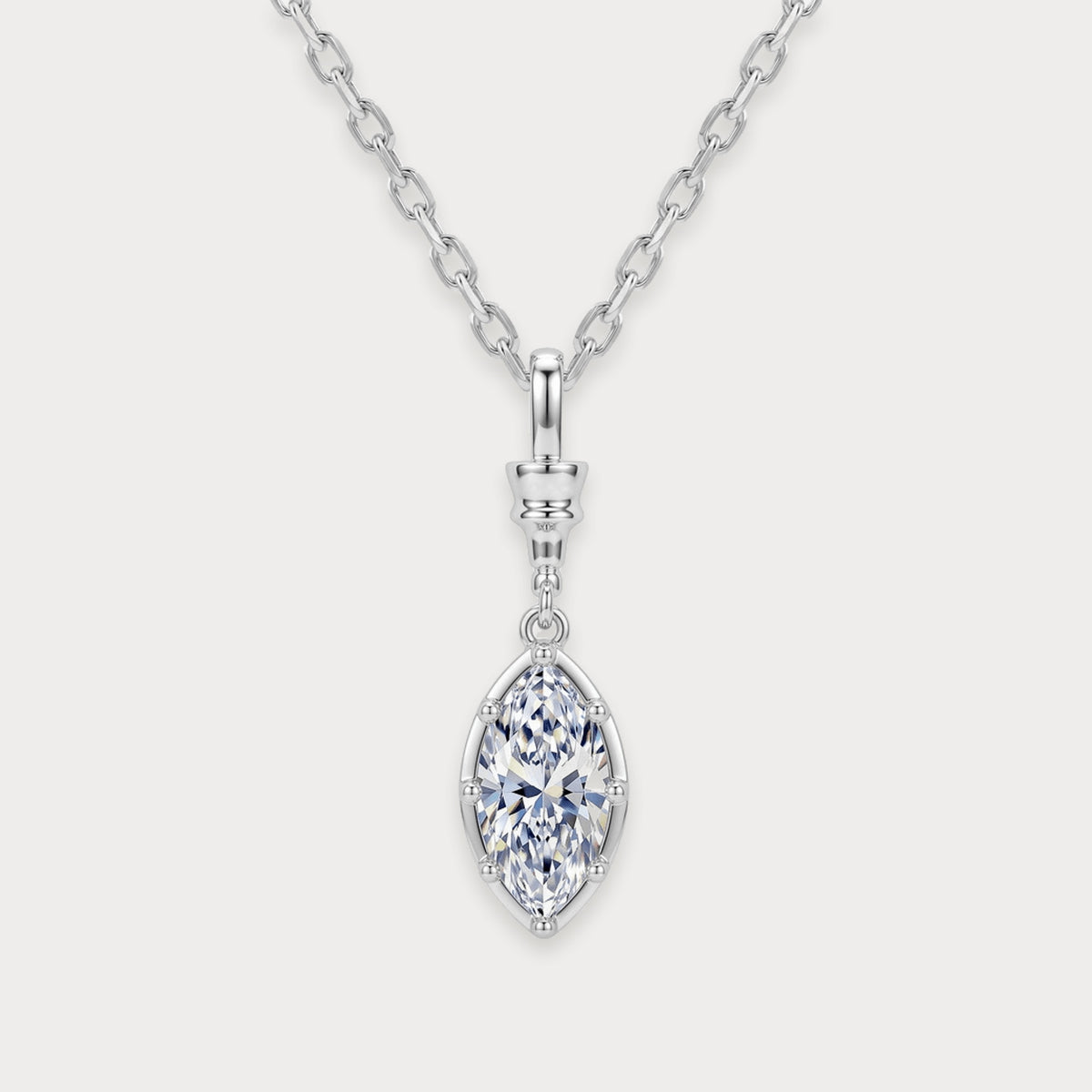 Lab Diamond Marquise Solitaire Drop Pendant in sterling silver