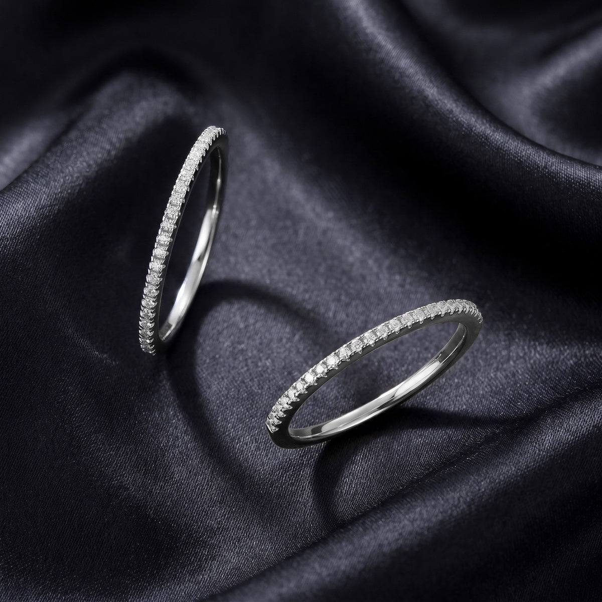Two bands on dark satin