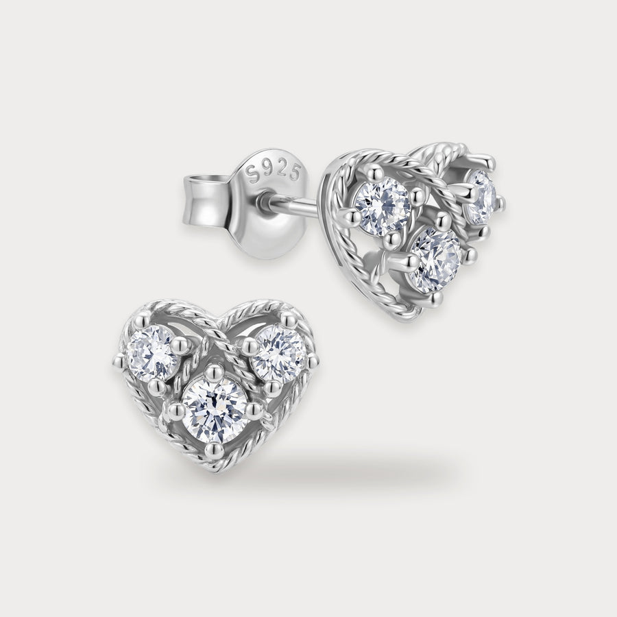 Lab Diamond Mini Heart Studs