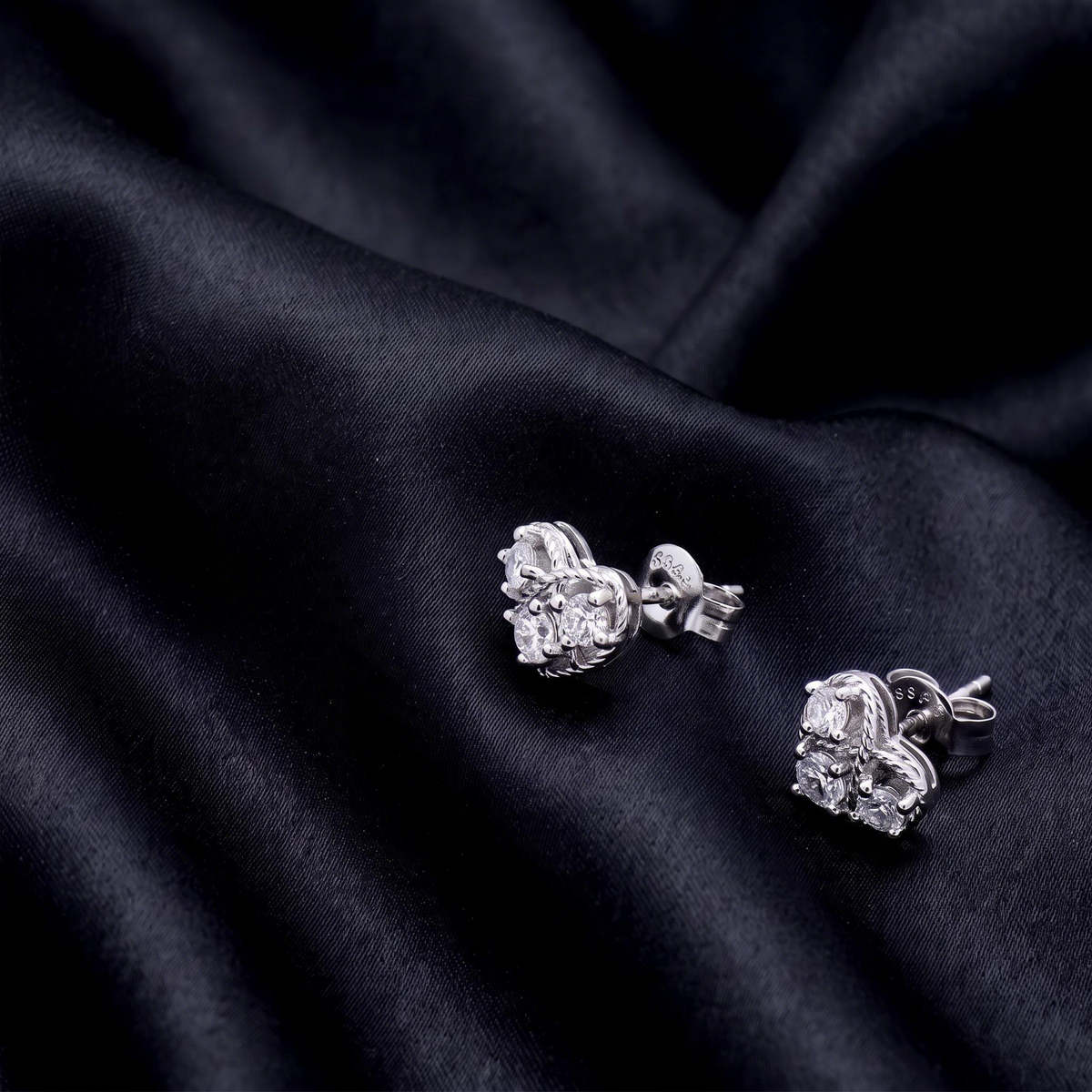 Mini heart studs on satin
