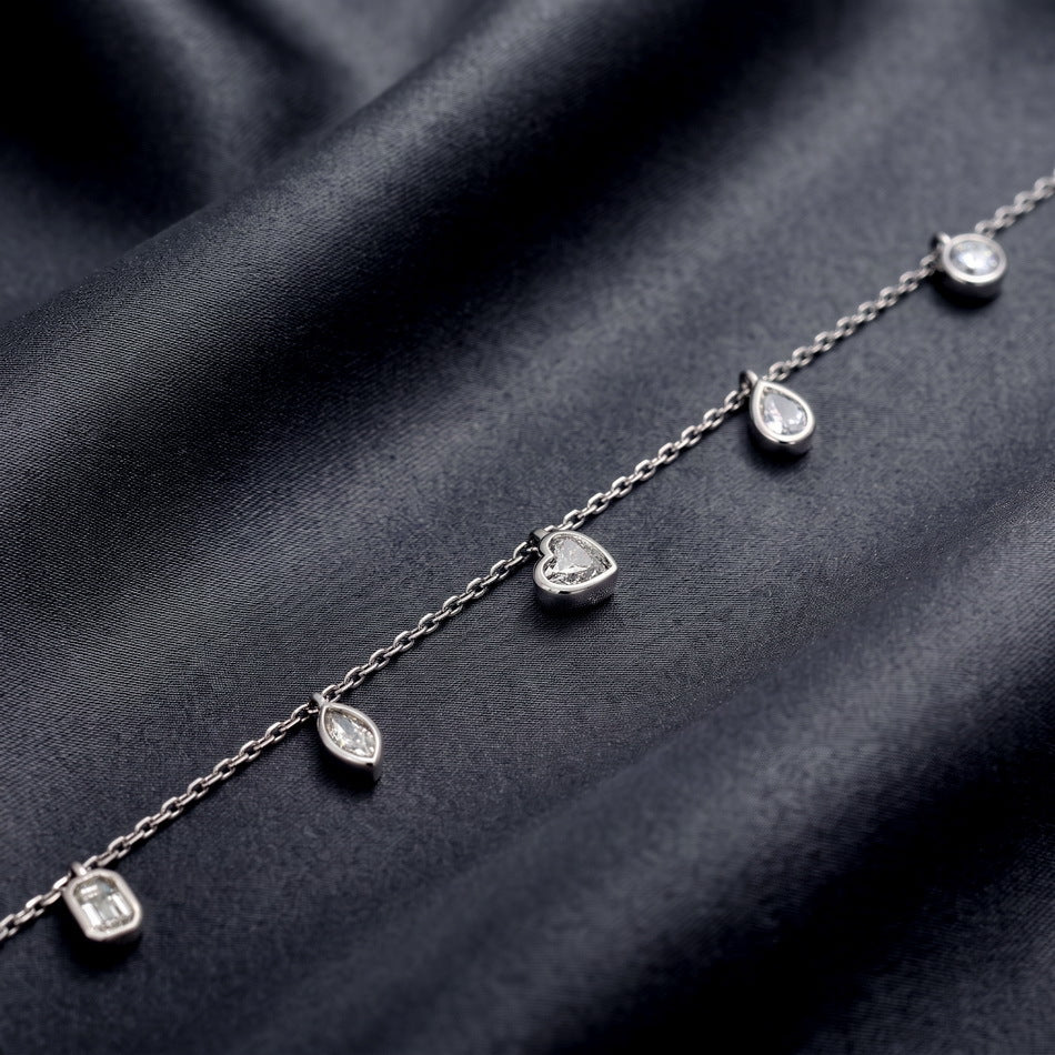 On dark satin, close up