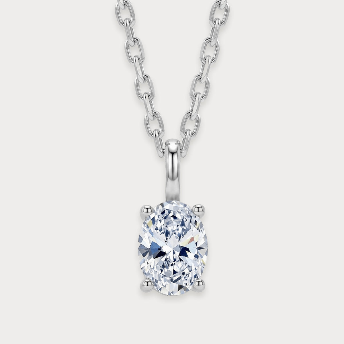 Lab Diamond Oval Pendant Necklace in sterling silver