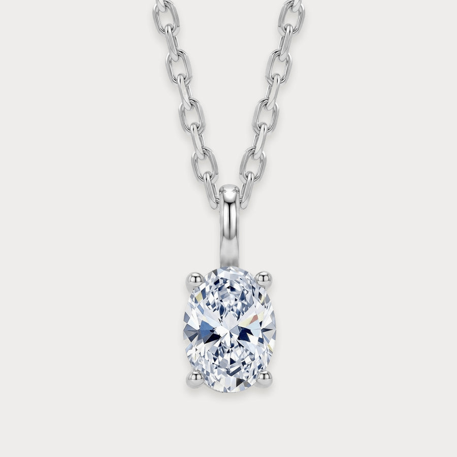 Lab Diamond Oval Pendant Necklace