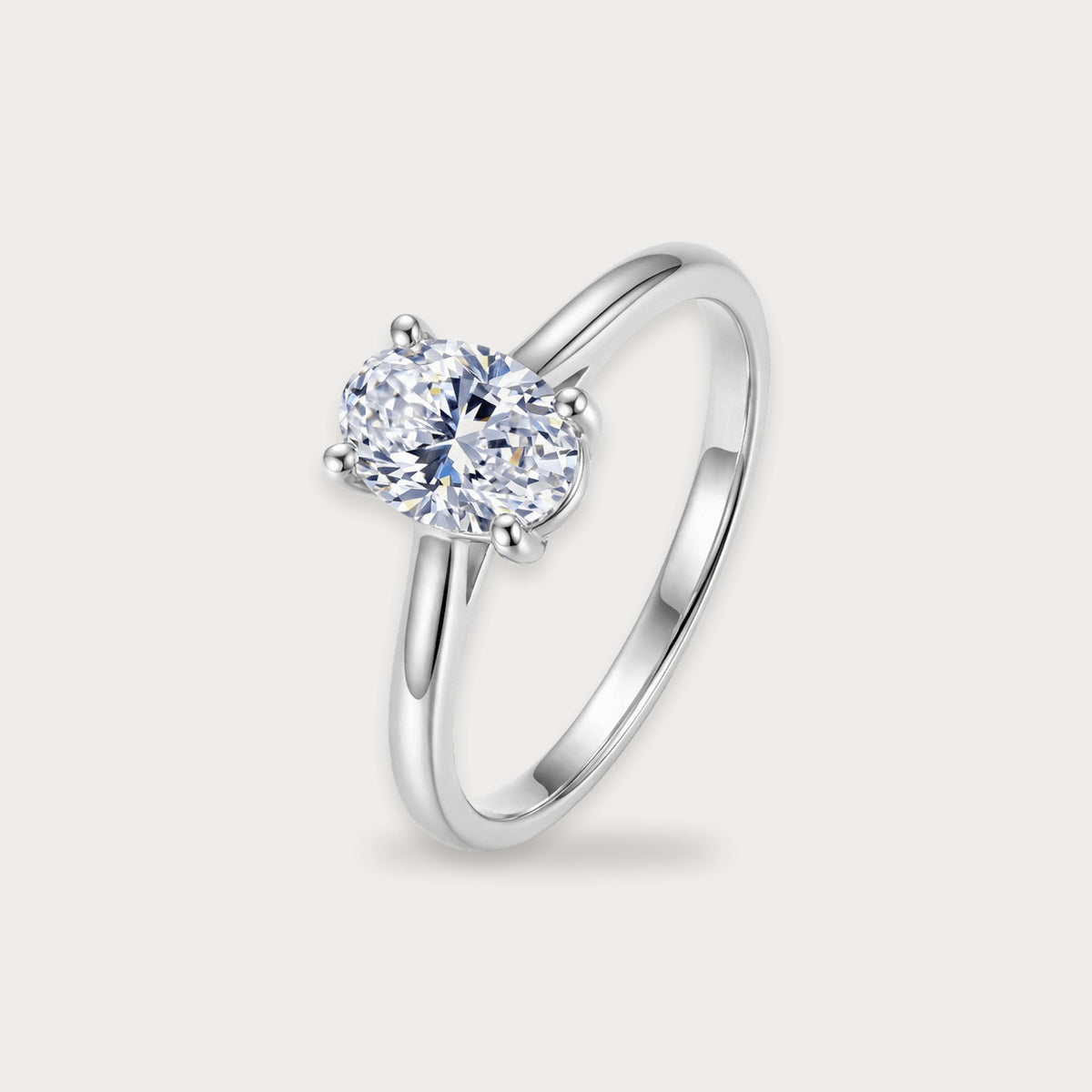 Lab Diamond Oval Solitaire Ring in sterling silver
