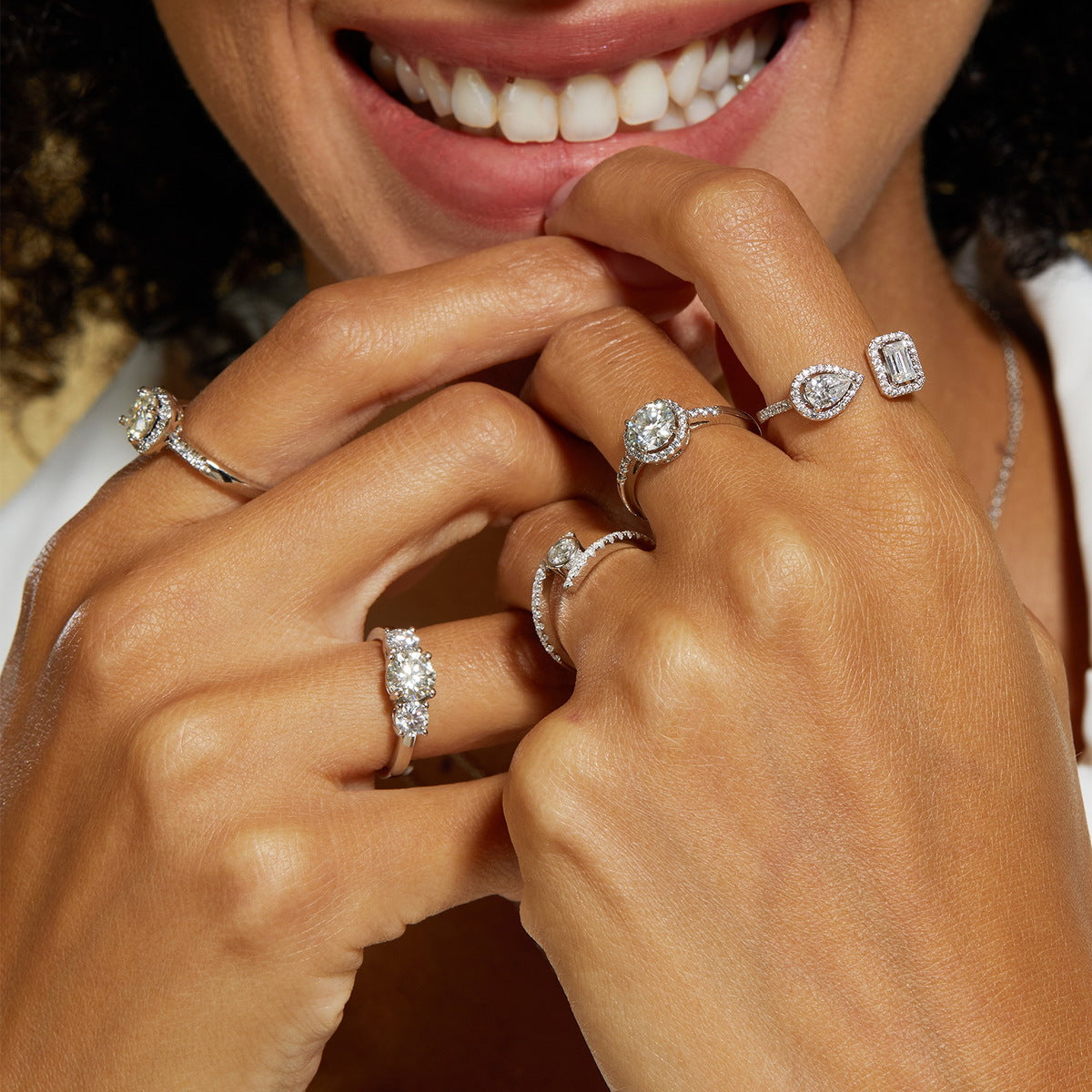 Worn with other rings, close up