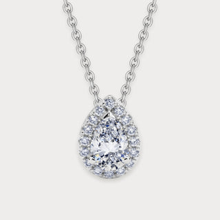 Lab Diamond Pear Halo Necklace