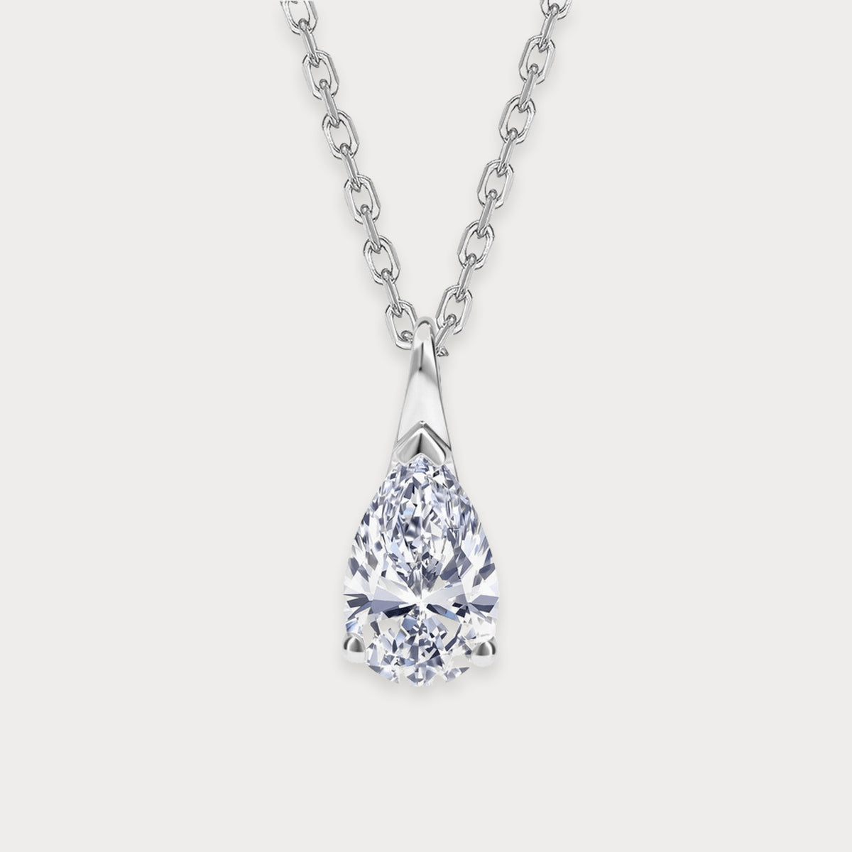 Lab Diamond Pear Pendant Necklace in sterling silver