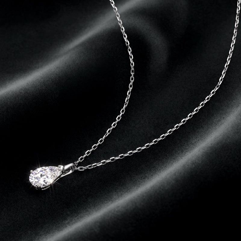 Pear pendant necklace on black satin
