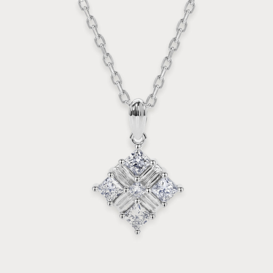 Lab Diamond Princess Cluster Pendant