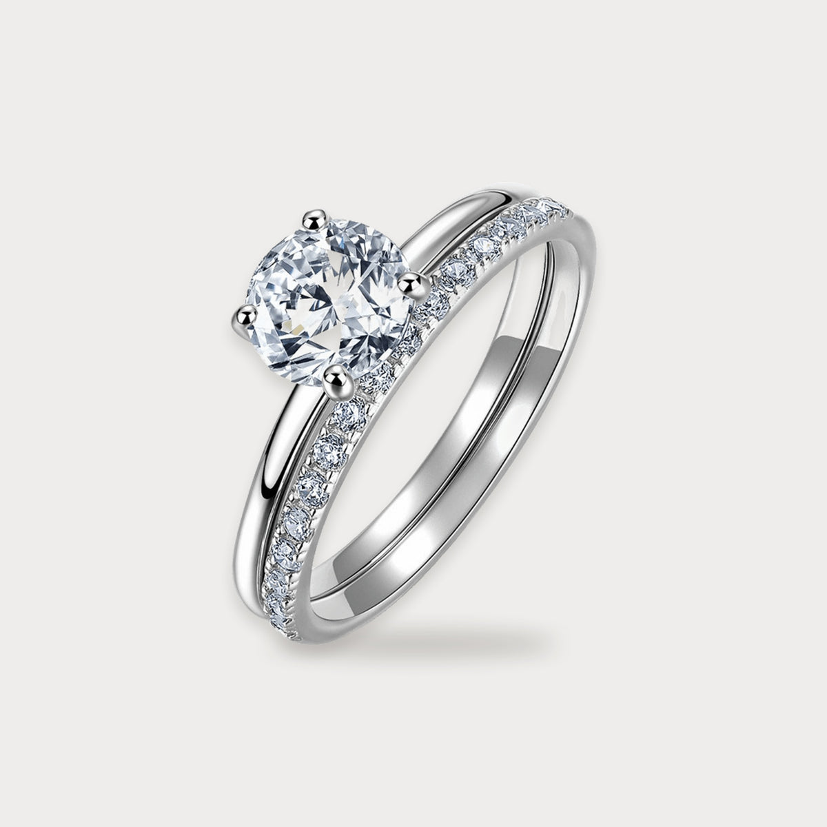 Lab Diamond Round Bridal Set in sterling silver