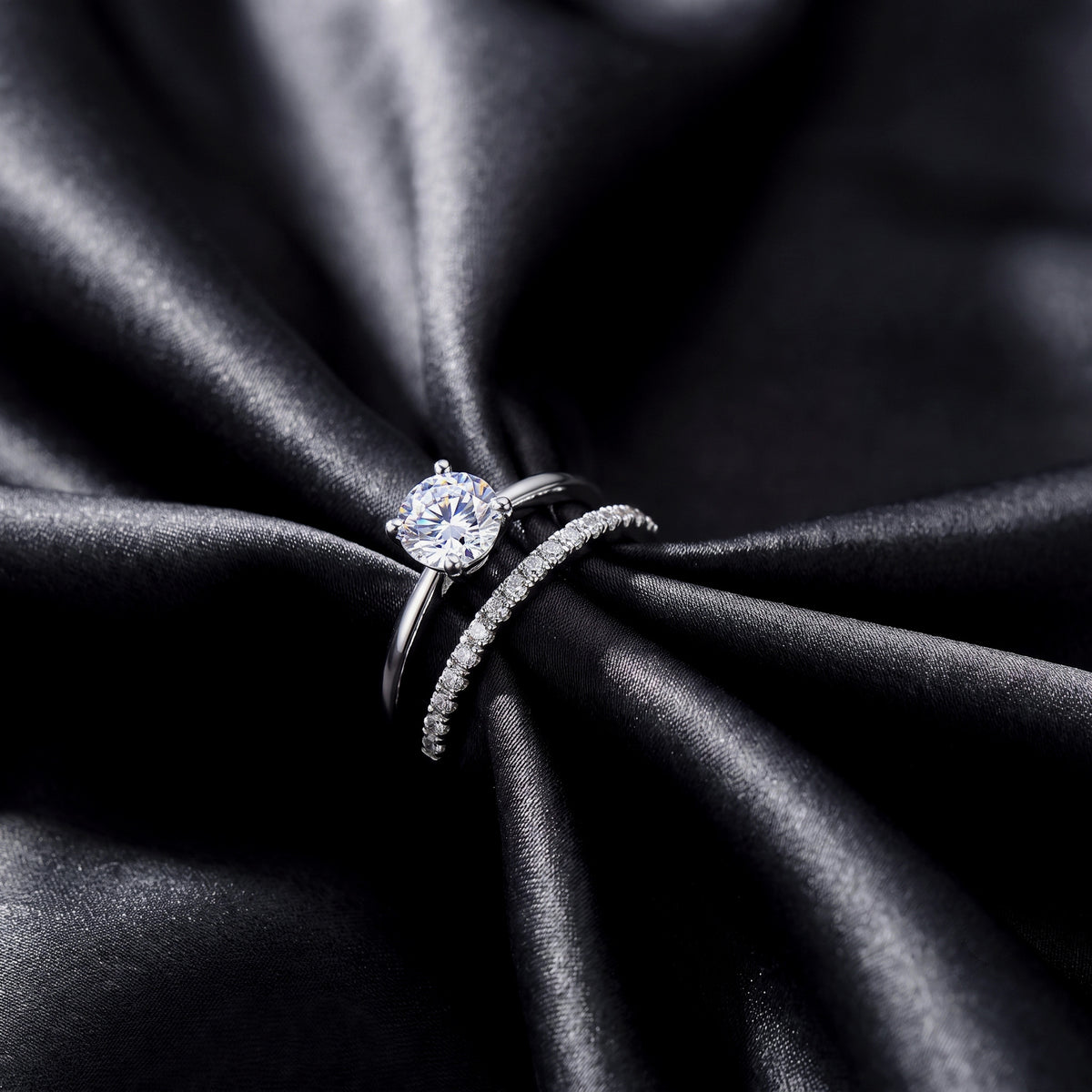 On dark satin