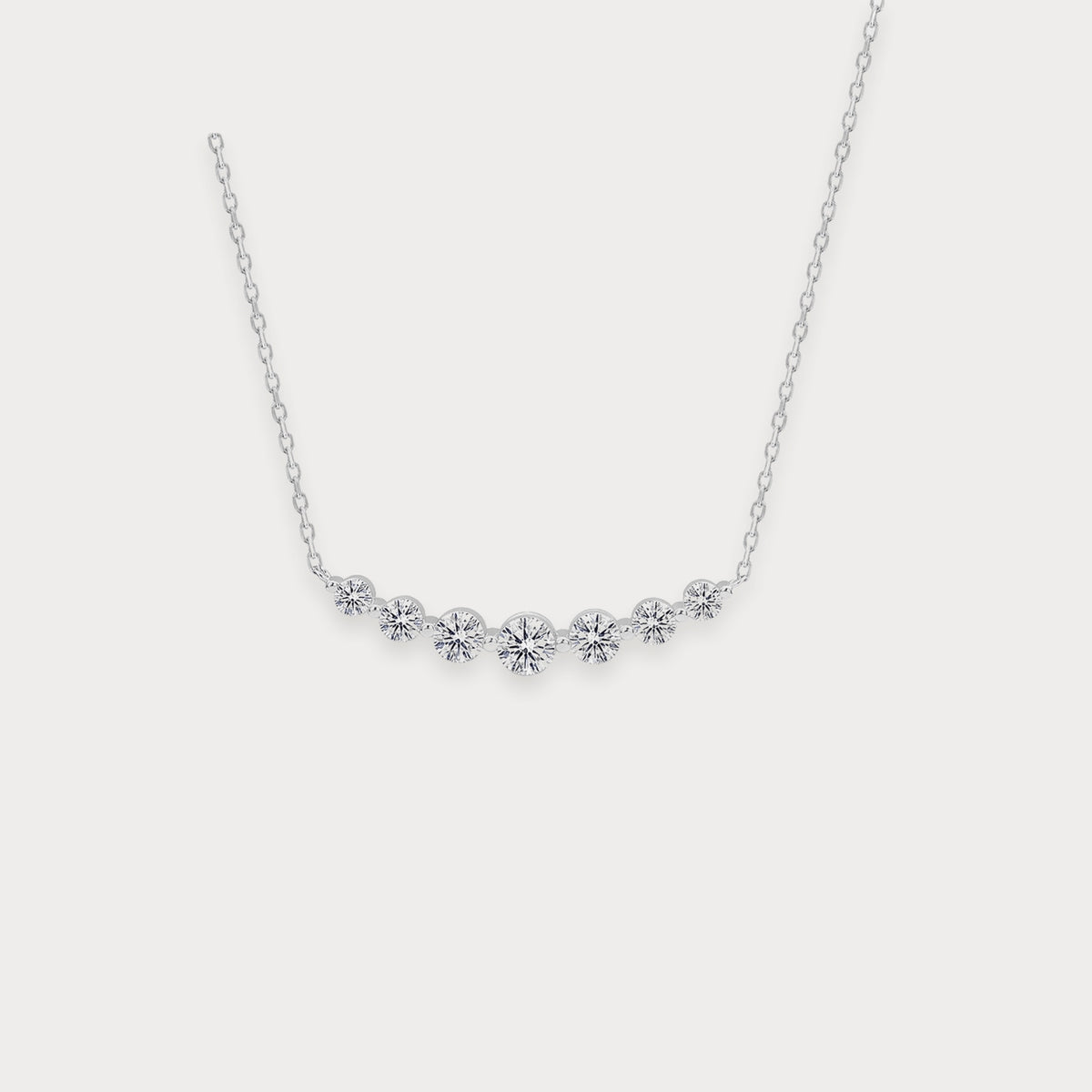 Lab Diamond Seven-Stone Smile Necklace in sterling silver