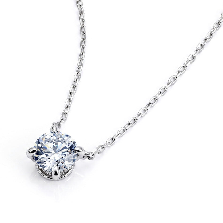 Lab diamond solitaire necklace from the side