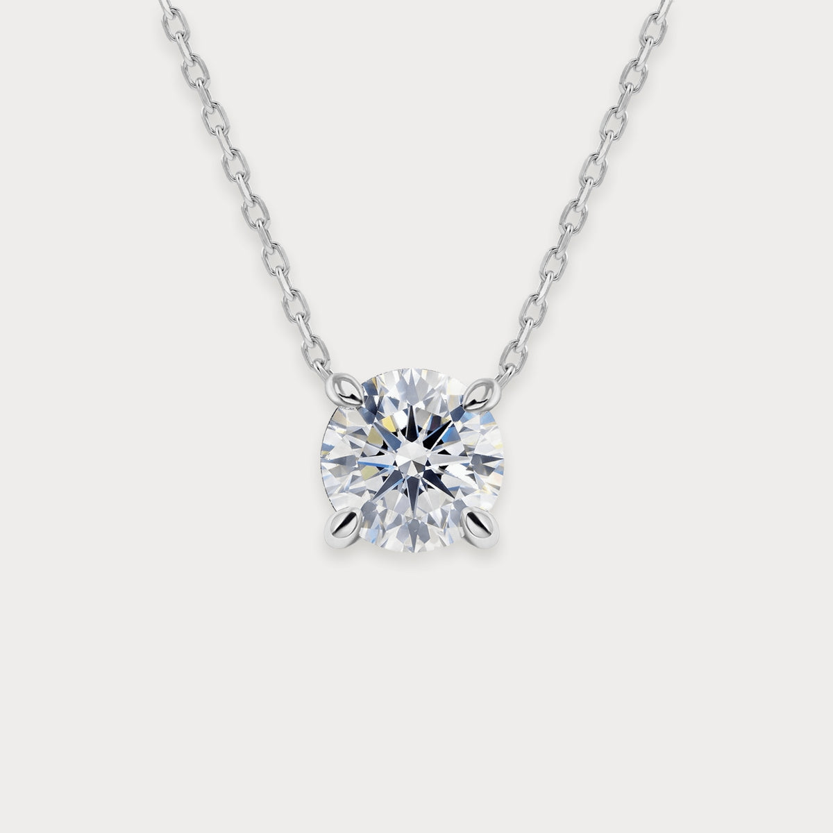 Lab Diamond Solitaire Necklace in sterling silver