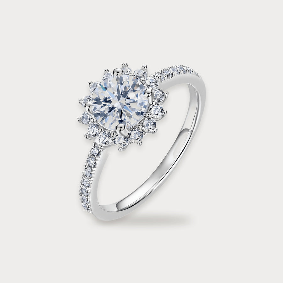 Lab Diamond Sunflower Halo Ring