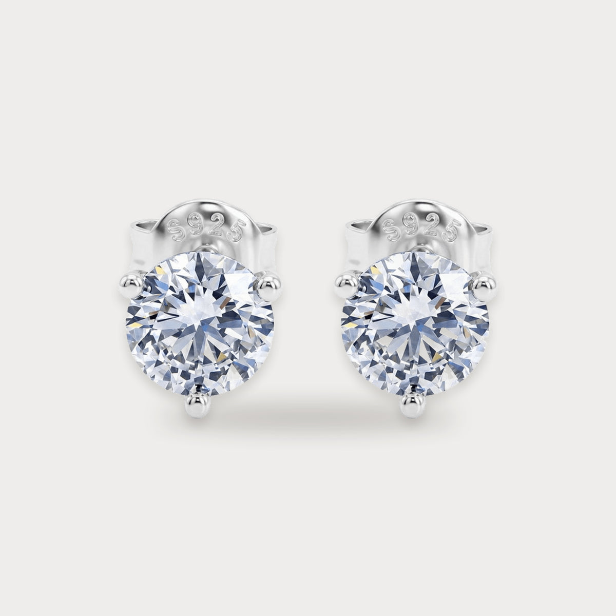 Lab Diamond Three-Prong Studs 1.5 ct in sterling silver