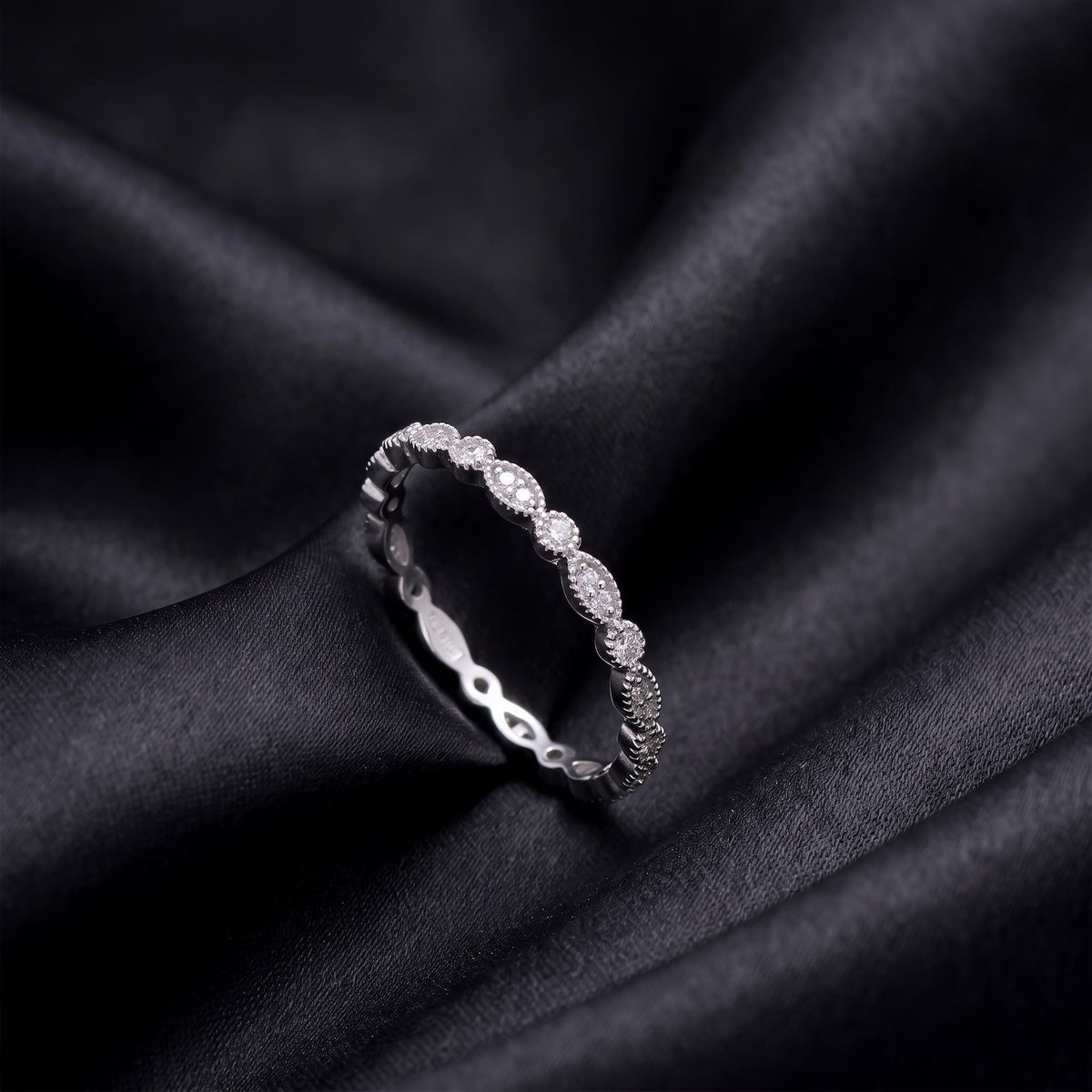 On dark satin