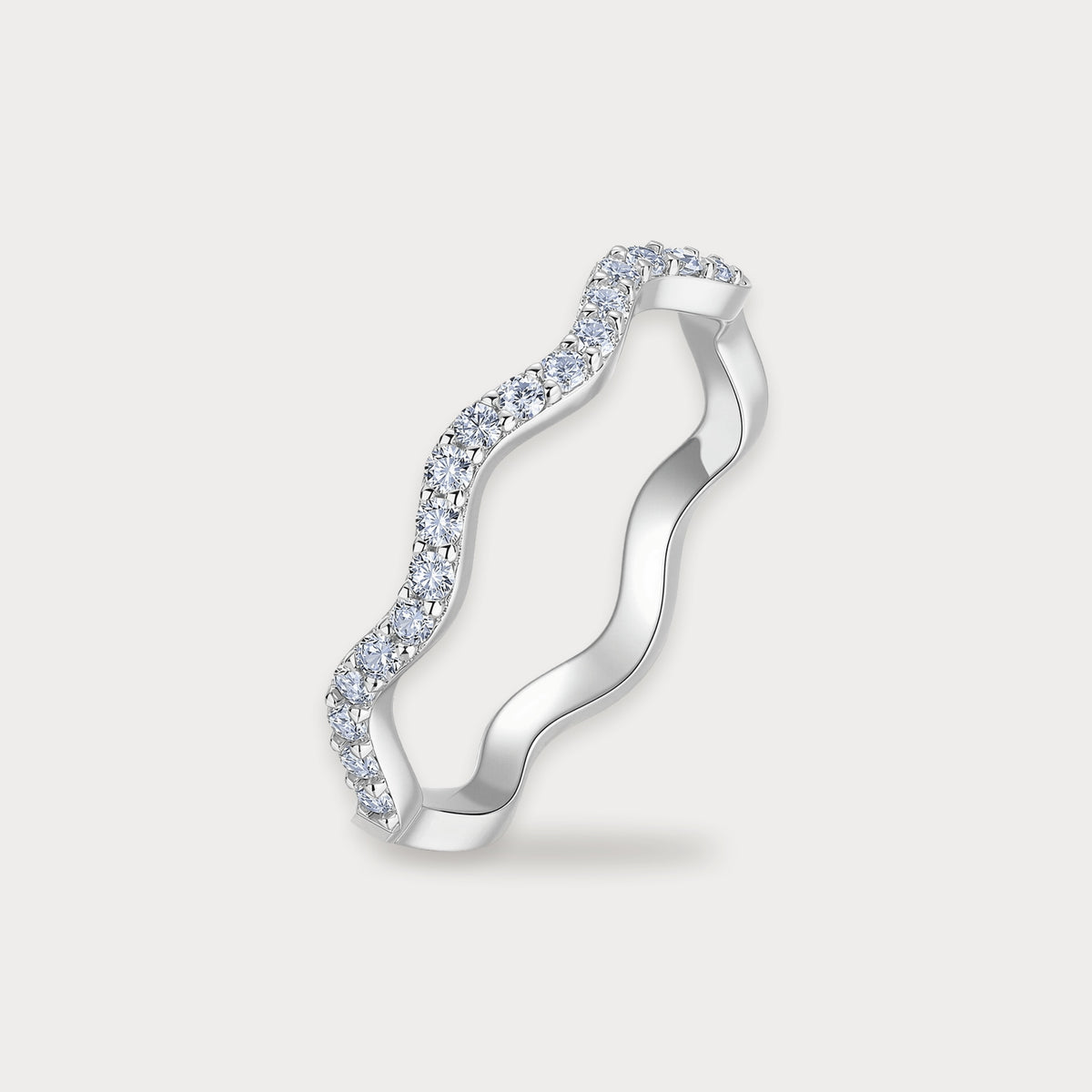 Lab Diamond Wave Ring in sterling silver