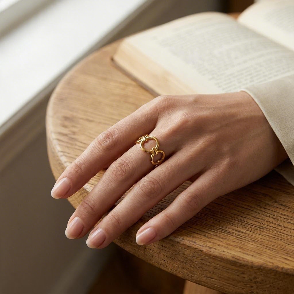 Loop Link Ring worn on the hand