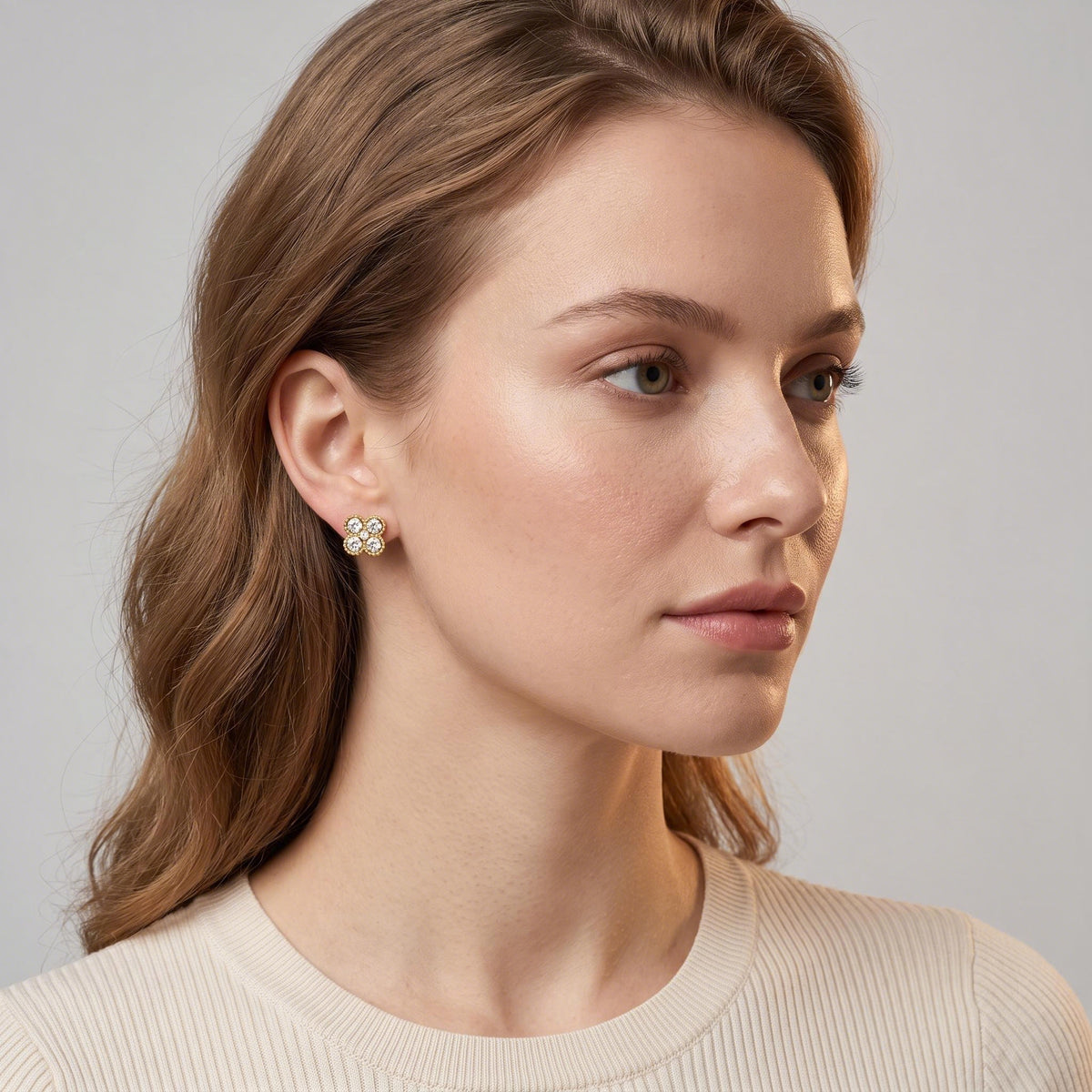 Luck Earrings & Necklace worn by a model