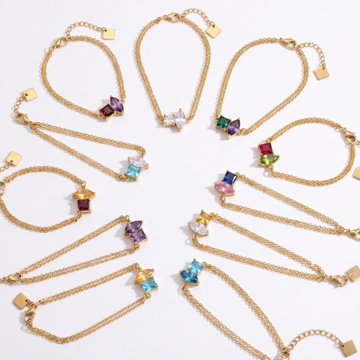 Marquise Birthstone Bracelets in all twelve birthstone colours