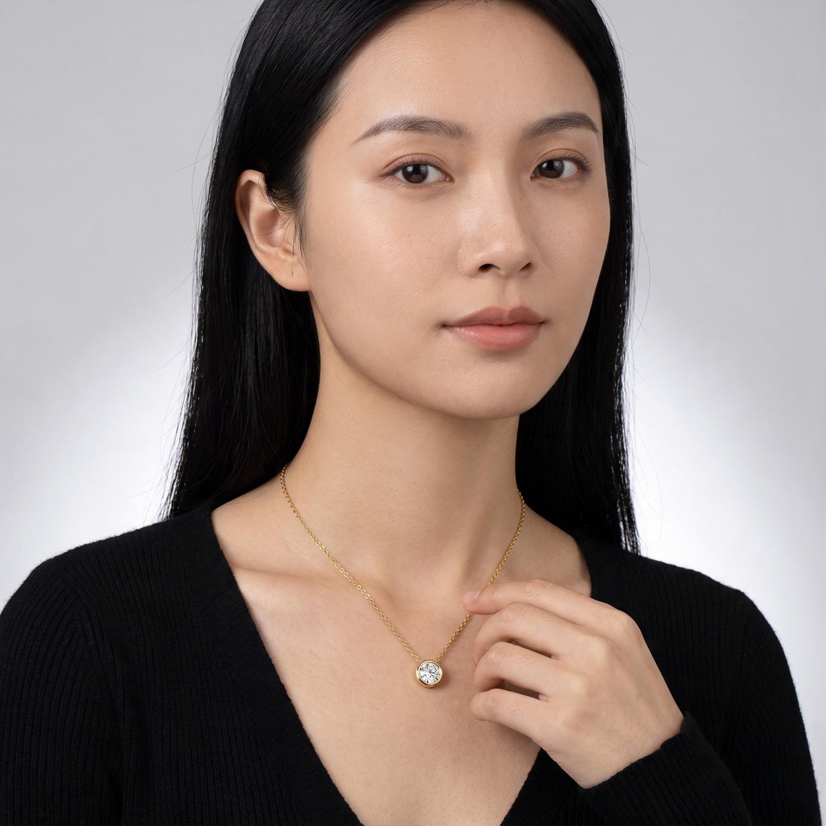 Path Birthstone Necklace worn by a model