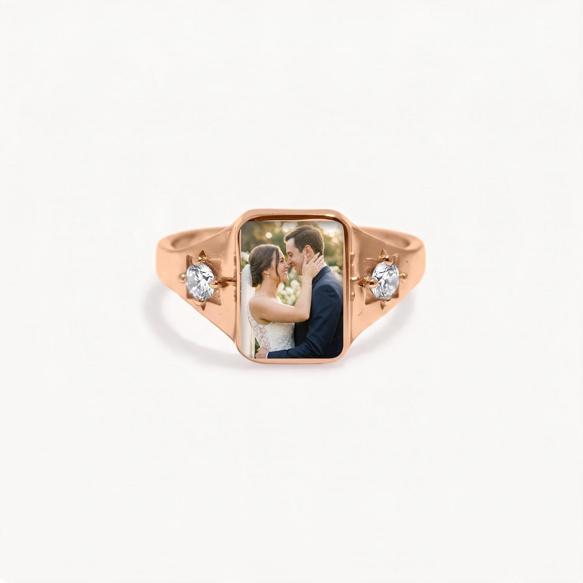Photo Birthstone Signet Ring in rose gold