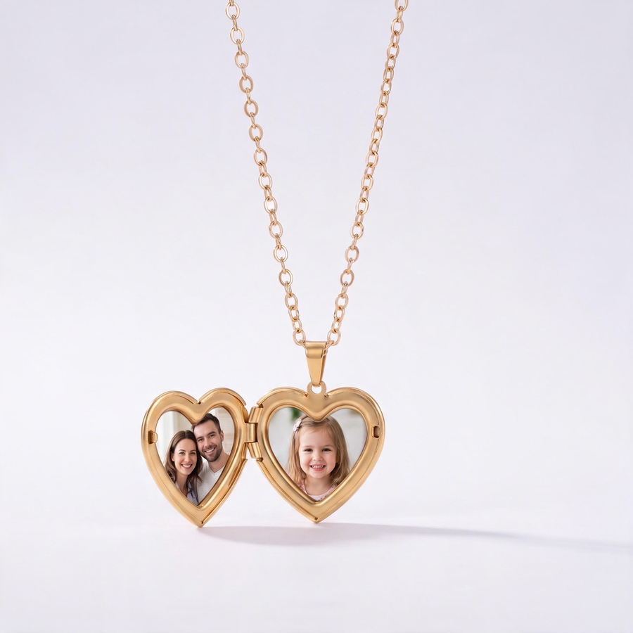 Photo Heart Locket Necklace