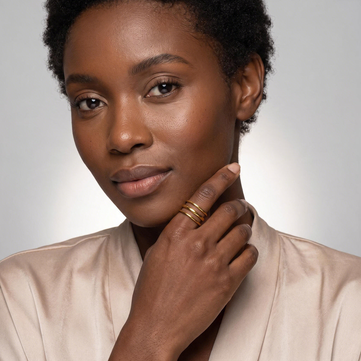 Triple Wire Ring worn by a model